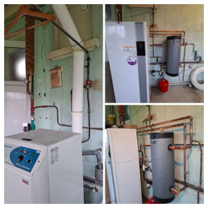 Photo de galerie - Changement chaudiere gaz par une pompe a chaleur air eau 
Photo de l'installation avant isolation des tuyaux chauffage 