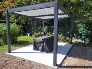 Photo de galerie - Création de dalle béton,  plus pose d une pergola aluminium 