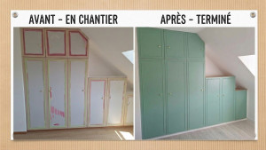 Photo de galerie - Rénovation  d'un placard , réglage des portes  remise en état et peinture.