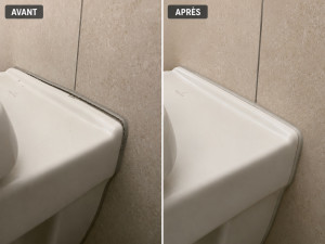 Photo de galerie - ✅ Avant / Après – Réfection joint silicone WC suspendu.  Travail propre et soigné.