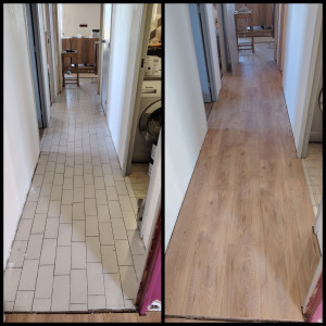 Photo de galerie - Pose parquet couloir 