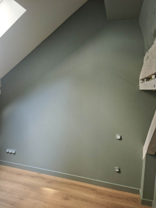 Photo de galerie - Peinture en couleur d'une chambre en vert olive de chez seigneurie Gauthier 