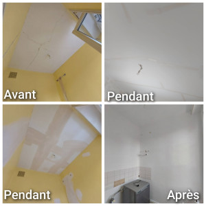 Photo de galerie - Rénovation murs et plafond d'une cuisine.