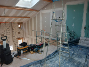 Photo de galerie - Contre cloison système optima avec plafond 7m de hauteur +bande à jointe 