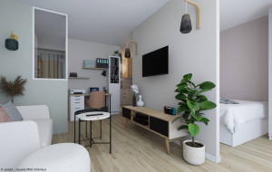Photo de galerie - Création d'un espace nuit dans un studio étudiant