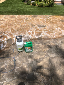 Photo de galerie - Nettoyage de dallage avant après