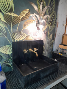 Photo de galerie - Installation, lavabo, mitigeur, encastré finition