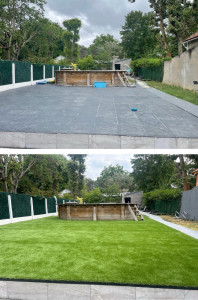 Photo de galerie - Pose d’un gazon synthétique collé?