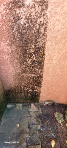 Photo de galerie - Le avant-après au karcher d'un mur en crépi 