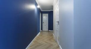 Photo de galerie - Et n'hésitez pas à mettre de la couleur sur vos murs couloir fini en couleur bleu 