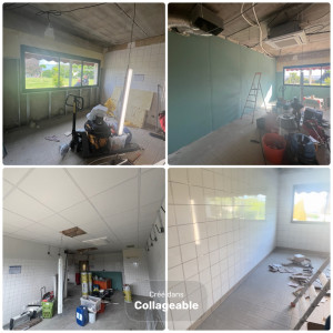 Photo de galerie - Installation de plafond suspendu, plâtre et cloisons ,pose de faïence. 
