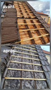 Photo de galerie - Traitement de charpente et isolation de toiture. Couvreur Melun 