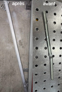 Photo de galerie - Intervention de soudure sur pièce métallique déformée. Redressage, soudure et remise en état. Résultat propre et fonctionnel. Disponible pour réparations similaires