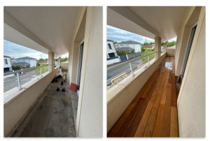 Photo de galerie - Réalisation d’une terrasse en bois exotique sur un balcon sur la commune de Mérignac 