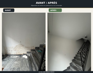 Photo de galerie - Reprise d'un mur et d'un plafond suite à un dégât des eaux 