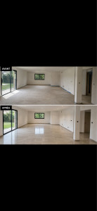 Photo de galerie - Avant ➜ Après ✨ Pose de carrelage grand format 60x120 pour un rendu moderne, élégant et facile d’entretien. Un travail soigné avec des finitions impeccables pour sublimer votre intérieur. Krasniqi Multiservice 