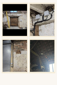 Photo de galerie - Installation rideau metalique, prise et luminaire dans un hangar