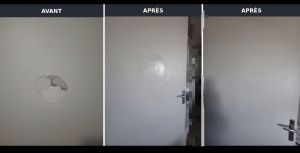 Photo de galerie - Réparation d'un trou dans une porte