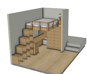 Photo de galerie - 3D pour un projet de lit mezzanine pour enfants 