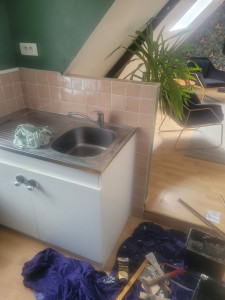 Photo de galerie - Pose de carrelage dans un gîte



