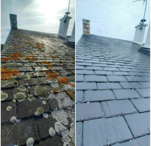 Photo de galerie - Nettoyage, toiture, ardoise naturelle 