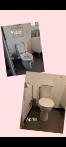 Photo de galerie - Changement de WC par la toilette PMR. Changement de la pipe d'évacuation également.