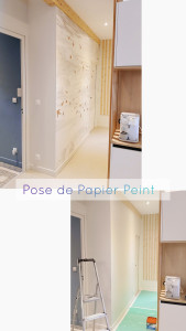 Photo de galerie - Pose de papier peint.