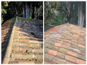 Photo de galerie - Toiture cabanon : Nettoyage - Dépose totale des tuiles - brossage et passage à l'eau - repose totale de la toiture - crochetage tuiles + demoussage