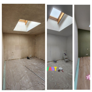 Photo de galerie - Préparation enduit ponçage finition peinture 