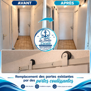 Photo de galerie - Installation porte coulissante 