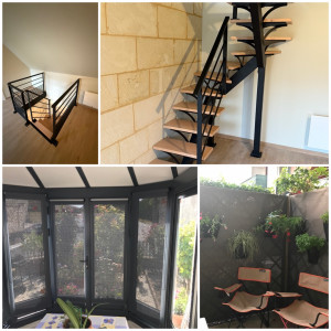 Photo de galerie - Pose escalier , store intérieur et toile sur mesure décoration pour plantes