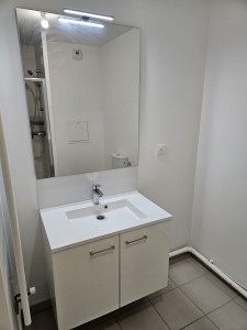 Photo de galerie - Installation du lavabo, pose de meuble ainsi que l'éclairage 