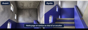 Photo de galerie - Netoyage après incendie et remise en état d'un escalier 