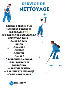 Photo de galerie - Bonjour je propose des services de 
 nettoyage 