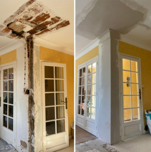 Photo de galerie - Réparation renforcé 
plâtrerie mur plafond 