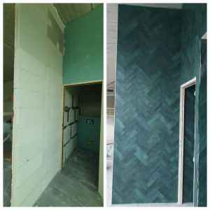 Photo de galerie - Pose carrelage chevron 