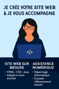 Photo de galerie - Développement de sites web personnalisés + aide informatique et dépannage à distance ou à domicile. Solutions rapides, efficaces et adaptées à vos compétences.