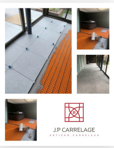 Photo de galerie - Carrelage 60x60cm + natte ditra avec chauffage électrique au sol 