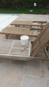 Photo de galerie - Decapage de transates puis passage de lasure.