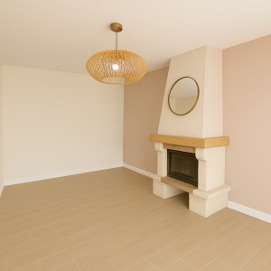 Photo de galerie - Réfections complète d’un salon, sol, mur et chemine.  