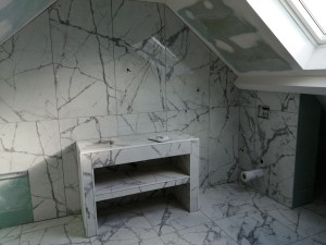 Photo de galerie - Salle de bain sol et mur carrelage 120x60 murs et 60x60sol 