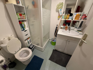 Photo de galerie - Nettoyage d’une salle de bain chez une de mes clientes, nettoyage de la cuvette, nettoyage de la douche, du lavabo + des meubles intérieurs/extérieurs, sols, nettoyage de taches, jette les produits vide, résultat impeccable. 