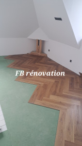 Photo de galerie - Début de pose d'un parquet chevron 