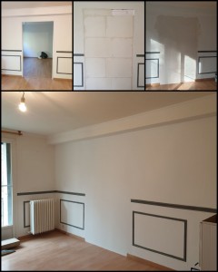 Photo de galerie - Rebouchage d'ouverture dans le salon avec carreaux de plâtre y compris finition enduit et peinture