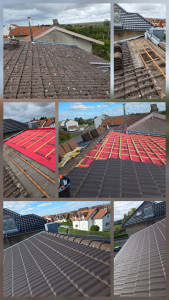 Photo de galerie - Rénovation d'un pent de toiture, tuile optima brun,sous-toiture, lattage contre lattage 