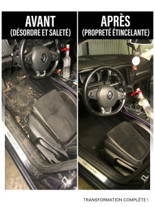 Photo de galerie - Nettoyage intérieur automobile en profondeur : aspiration et nettoyage des sièges, tapis, sols et plastiques pour un habitacle propre et soigné. BLK.S31 intervient à Toulouse et alentours.