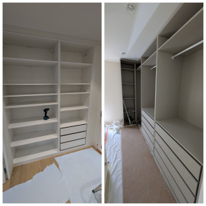 Photo de galerie - Montage et pose dressing salle de bain, montage/pose pax bureau avec prise intégré et joue d'habillage sur mesure