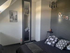 Photo de galerie - Rebouchage de trou , ponçage de mur et plafond
Passer d'une chambre au mur blanc et violet à une chambre au mur blanc et gris . 