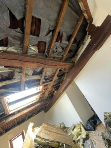 Photo de galerie - Enlèvement de l'ancien plafond pour mise en conformité de l'isolation pour mise en location du logement 