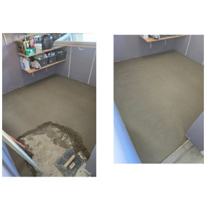 Photo de galerie - Realisation d'une chape maigre. Avec réservation pour pause de carlage à venir.         